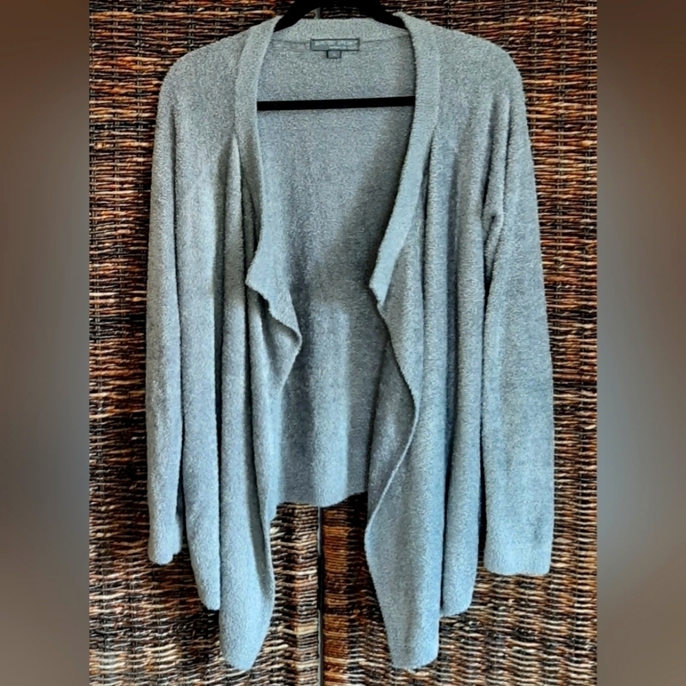 Barefoot Dreams Cardigan Medium Gray Bamboo Chic Lite Open Front Sweater Coastal